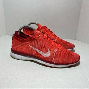 Nike Free TR Flyknit Red Sneakers Women Sz 9